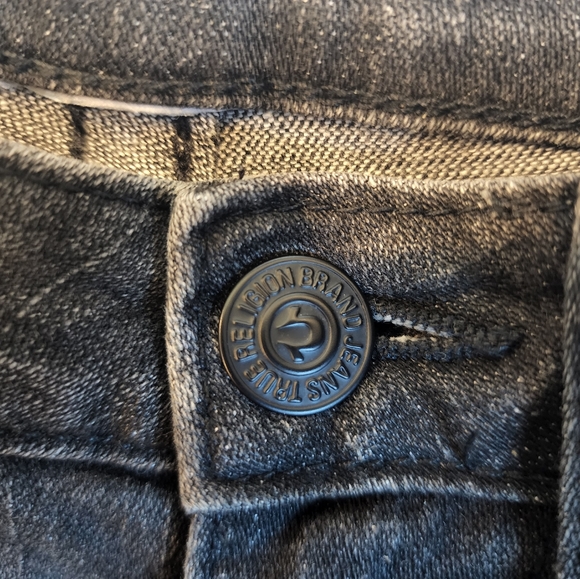 True Religion Skinny Jeans Low Rise Black Washed Distressed - Picture 7 of 11